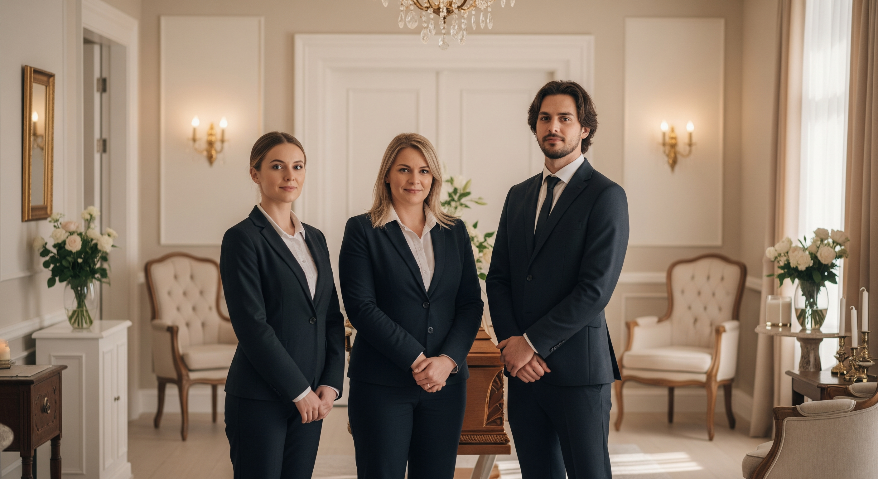 Conseiller funéraire en entretien avec une famille